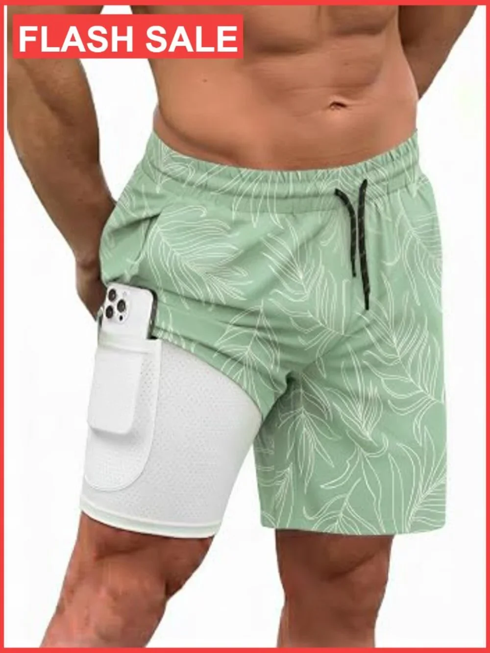 Men's Swim Trunks with Compression Liner Quick Dry Board Shorts